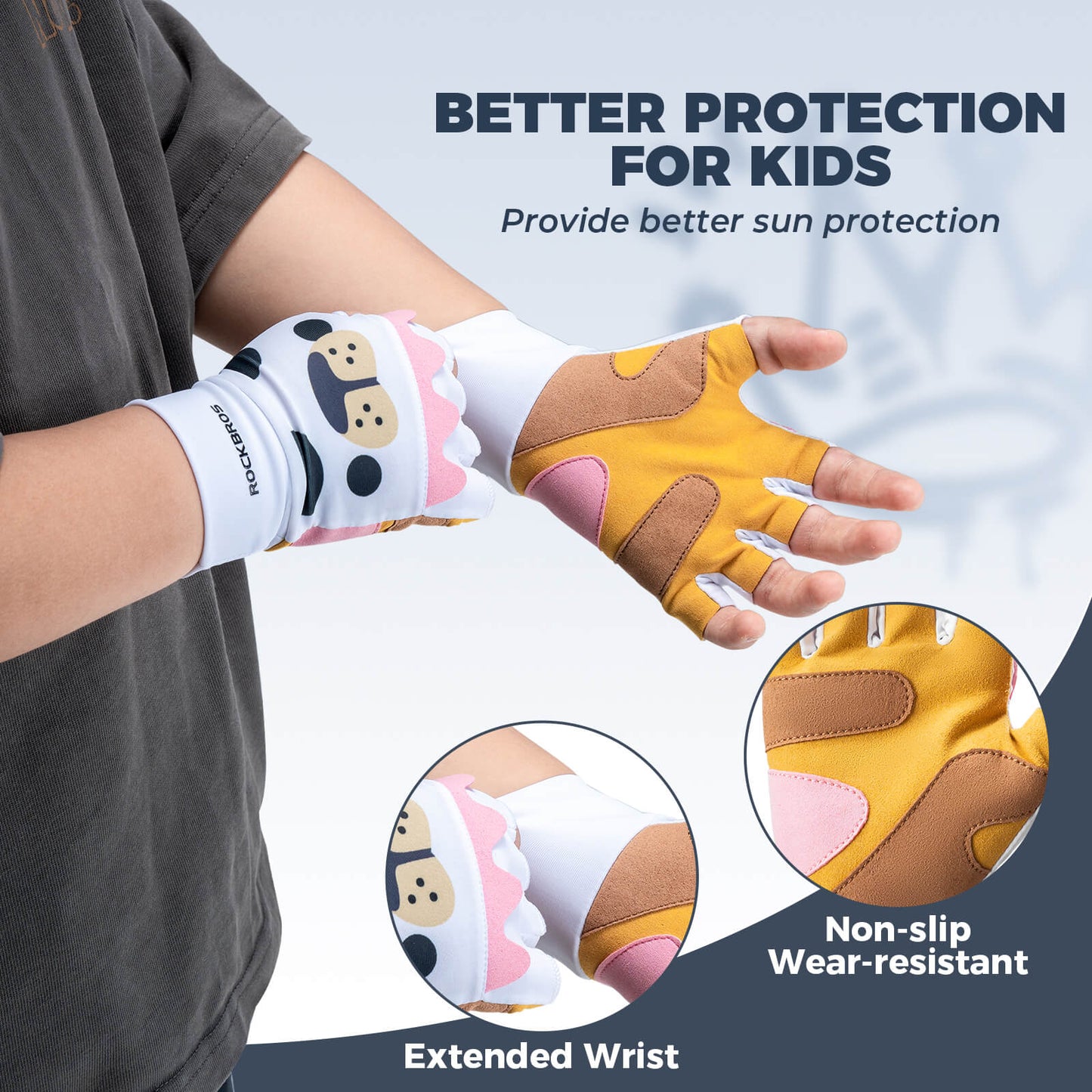 Cute Kids Half-Finger Cycling Gloves Non-Slip Padded Unisex