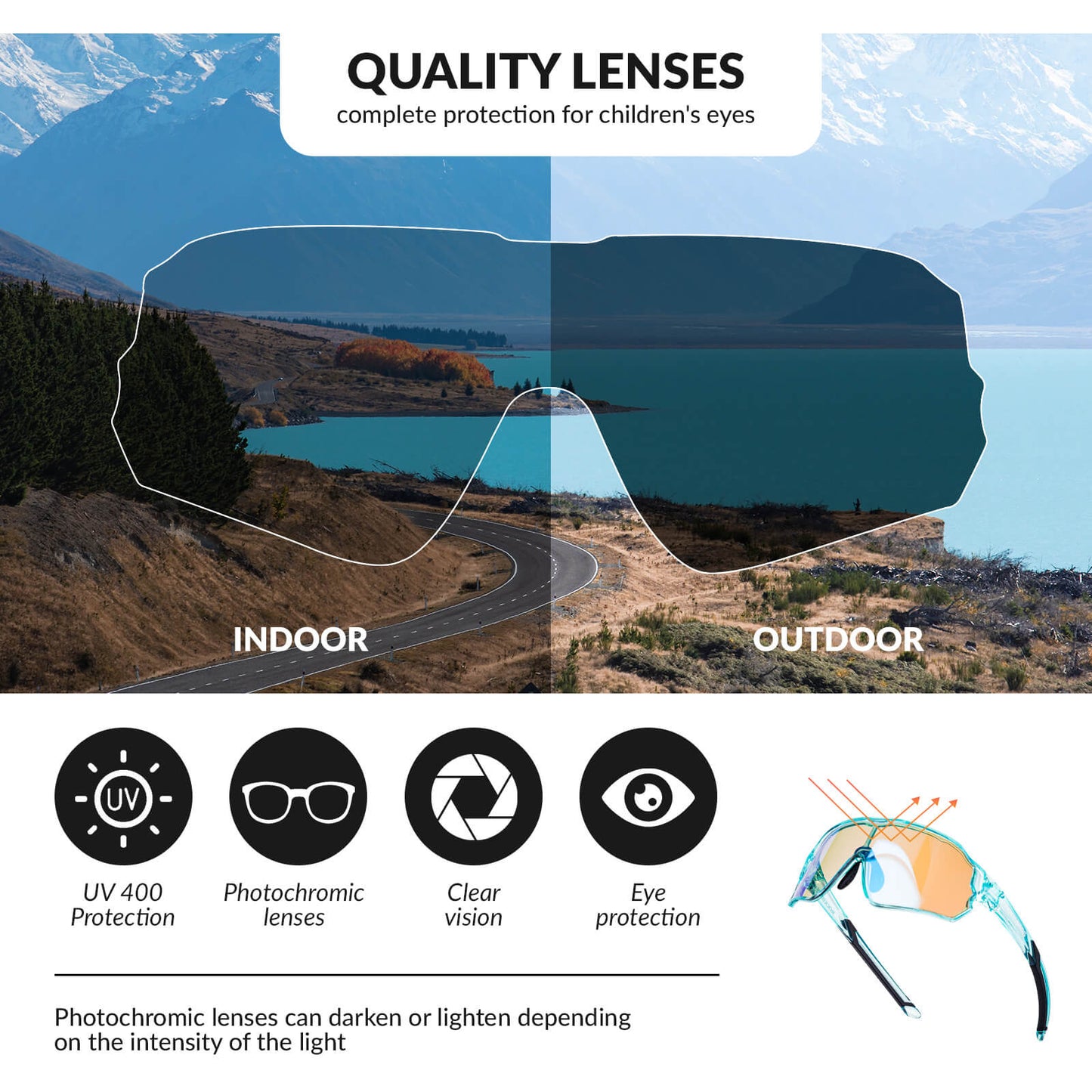 Kids Photochromic Cycling Sunglasses