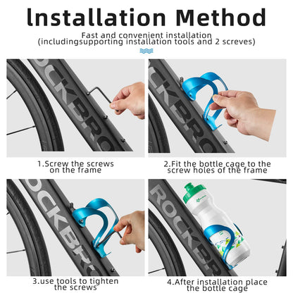 ROCKBROS Lightweight Alloy Bike Water Bottle Holder for Road  Mountain Bikes