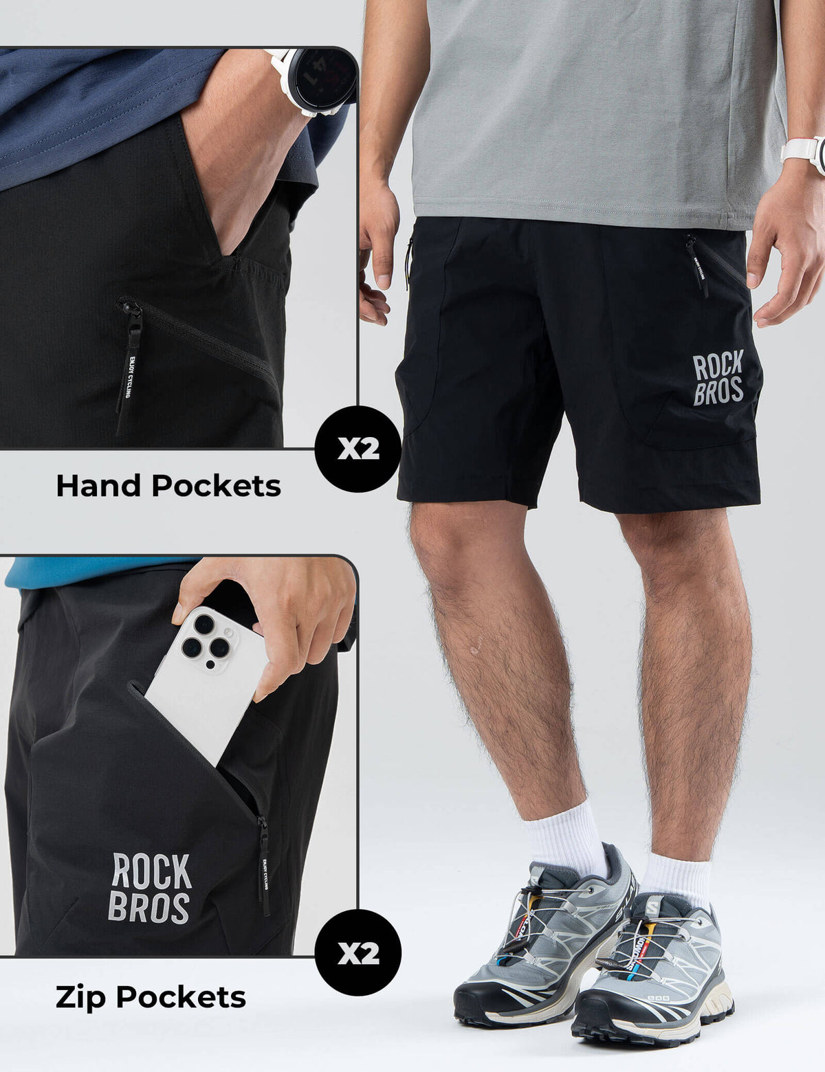 Men's Commuter Shorts Moisture-Wicking Multi-Pocket Shorts for Outdoor