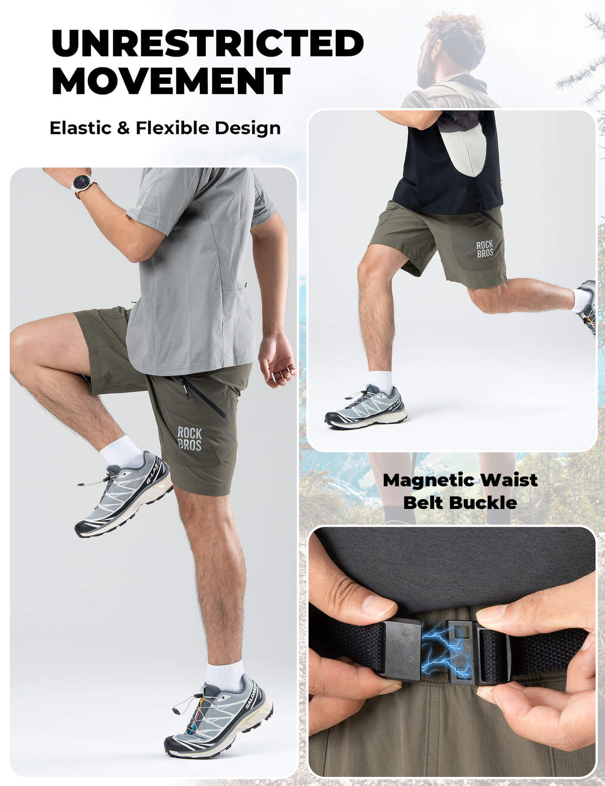 Men's Commuter Shorts Moisture-Wicking Multi-Pocket Shorts for Outdoor