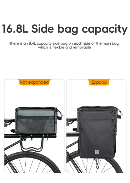 ROCKBROS Road to Sky Foldable Trunk Bag – 16.8L Expandable Bike Rack Bag