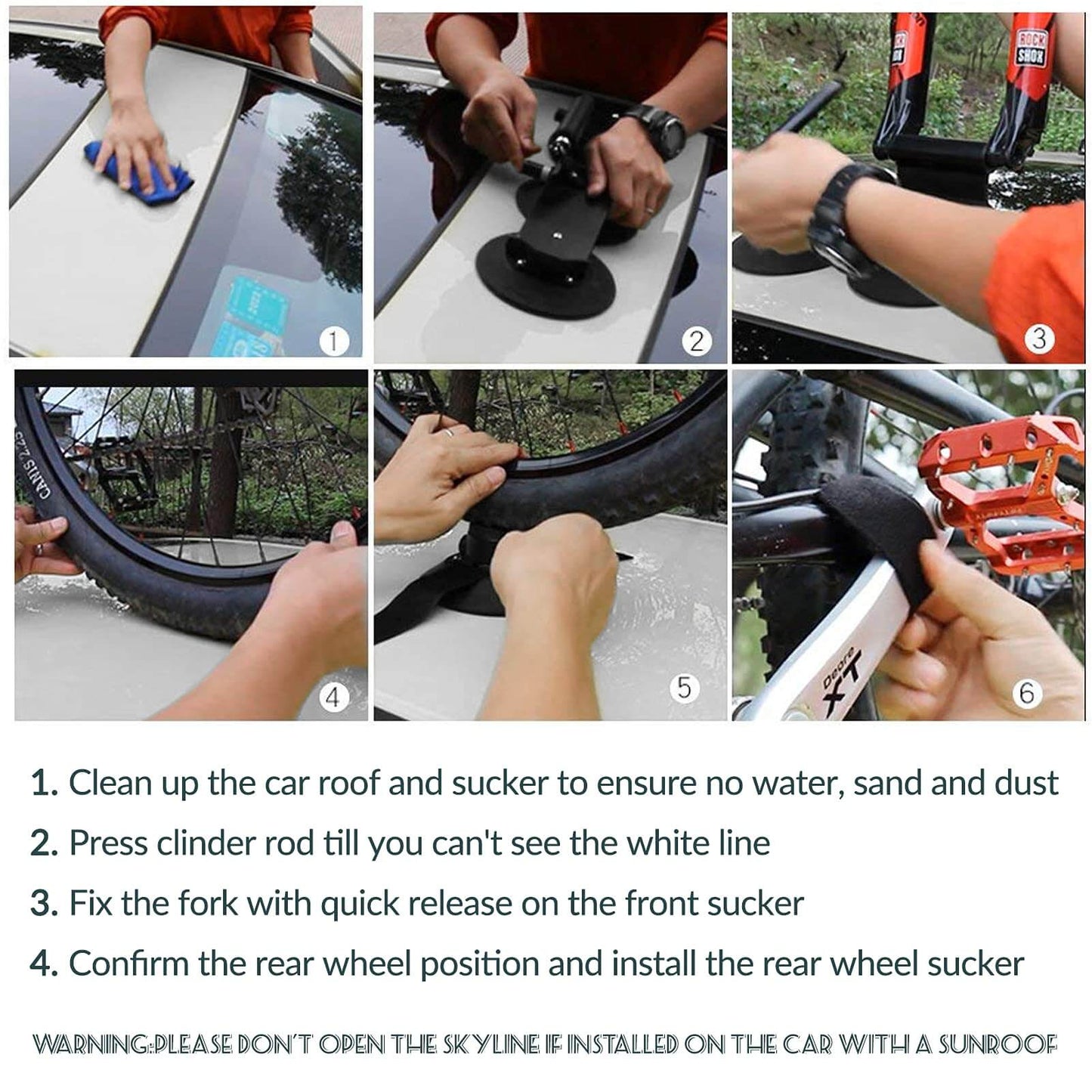 Suction Cup Bike Rack for Car Roof Quick Release Roof Mounted Carrier