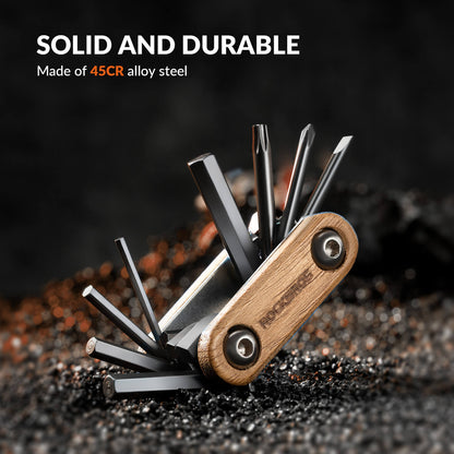 Titanium Bike Multi Tool with Wooden Handle