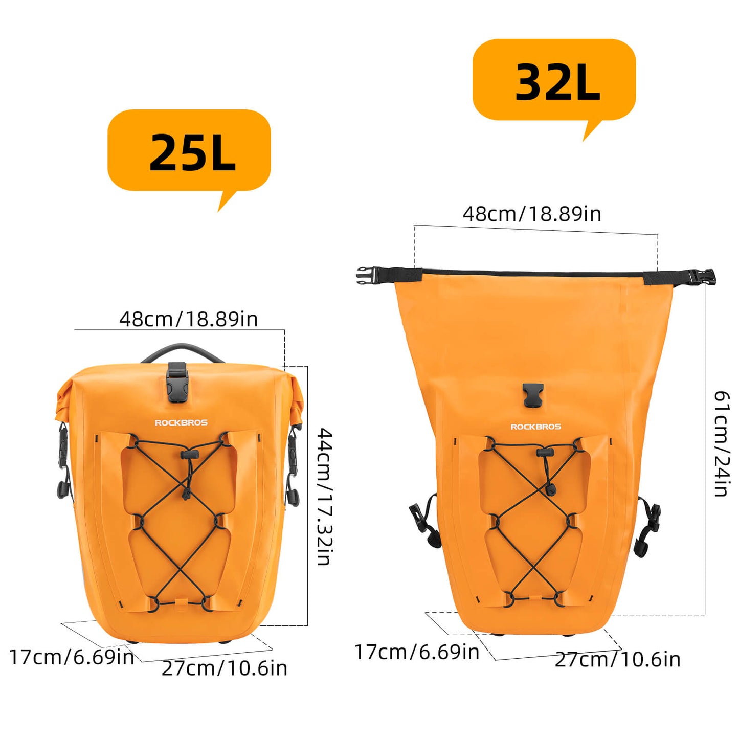 ROCKBROS Fully Waterproof Bike Pannier Large Capacity