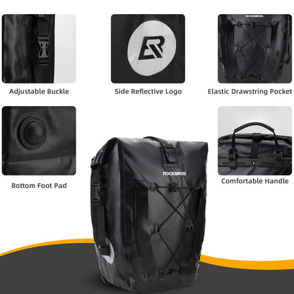 ROCKBROS Fully Waterproof Bike Pannier Large Capacity