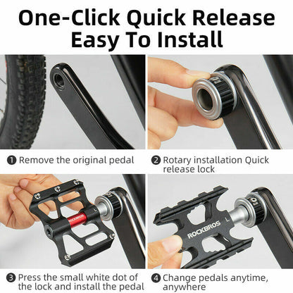 ROCKBROS Quick-Release Bike Pedals in Black (Pair)