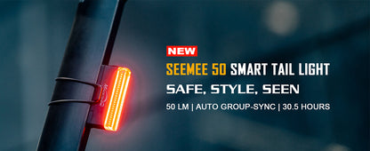 Magicshine Tail Light SEEMEE 50 V2.0, Rear Bike Light with USB C Rechargeable, 50 Lumen IPX6 Waterproof Bicycle Tail Lights for Night Riding, Smart Cycling Safety Bike Taillights