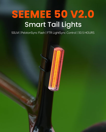 Magicshine Tail Light SEEMEE 50 V2.0, Rear Bike Light with USB C Rechargeable, 50 Lumen IPX6 Waterproof Bicycle Tail Lights for Night Riding, Smart Cycling Safety Bike Taillights