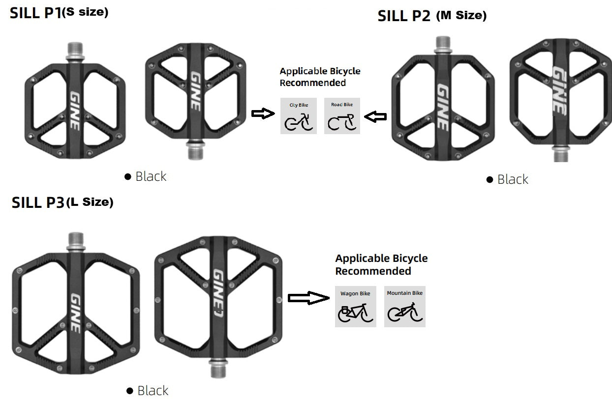 GINE SILL-Aluminum Alloy Bicycle Platform Pedals