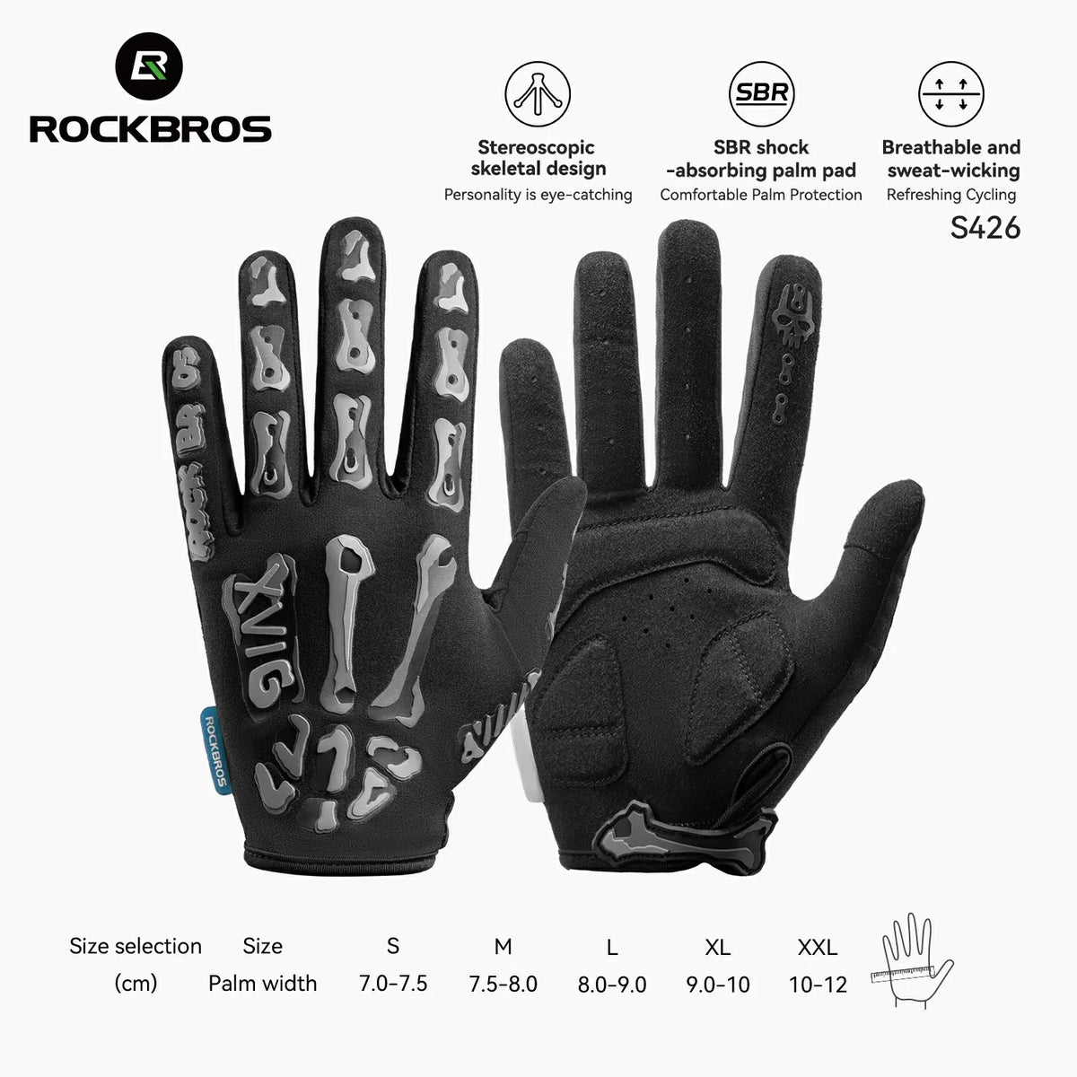 Full Finger Cycling Gloves Padded Touchscreen