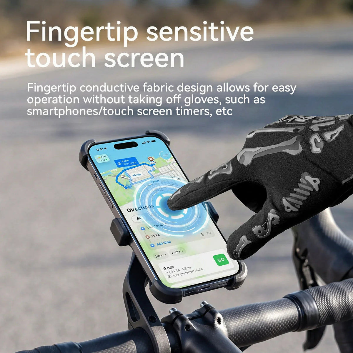 Full Finger Cycling Gloves Padded Touchscreen