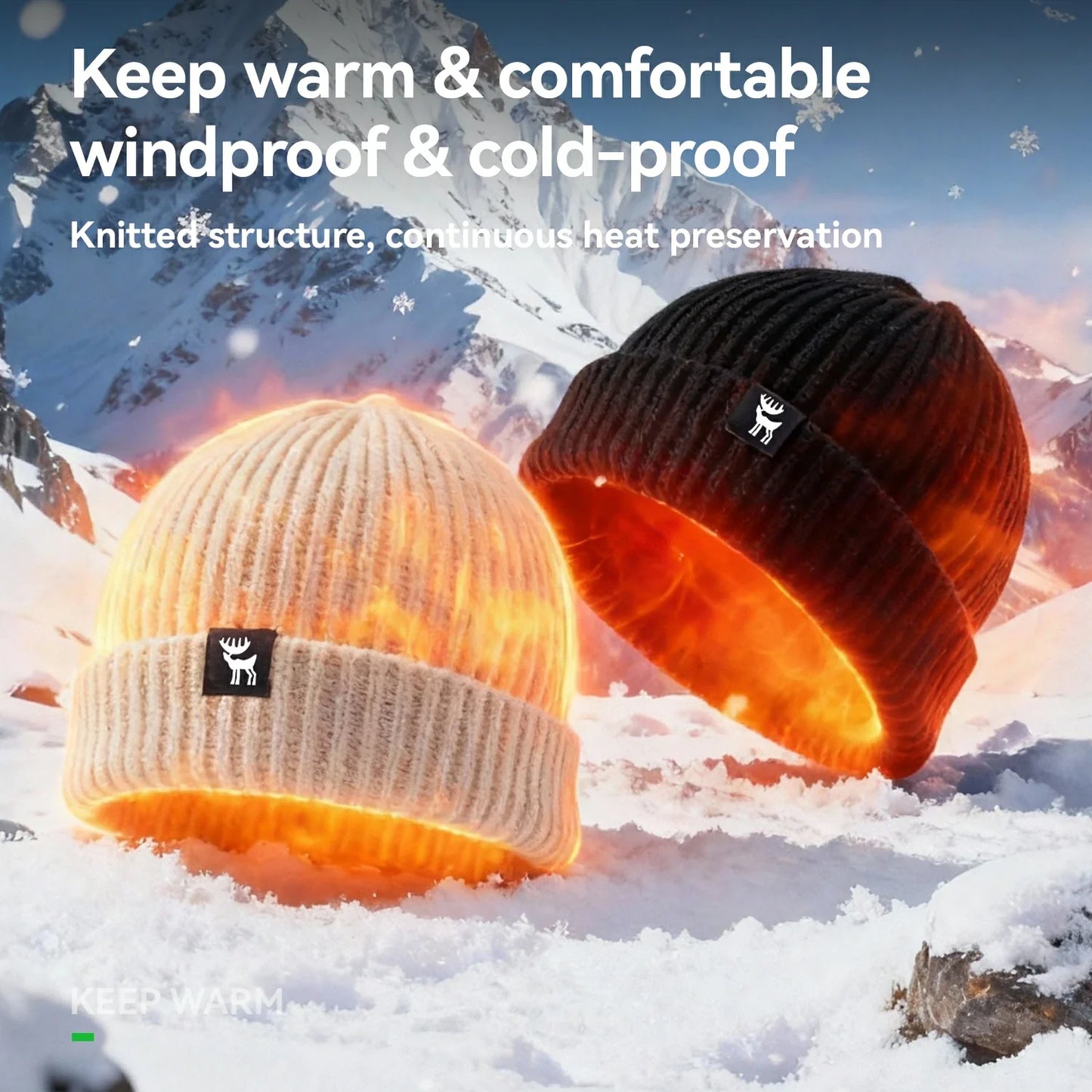 Slouchy Knit Beanie for Men Women Warm Knitted Winter Hat