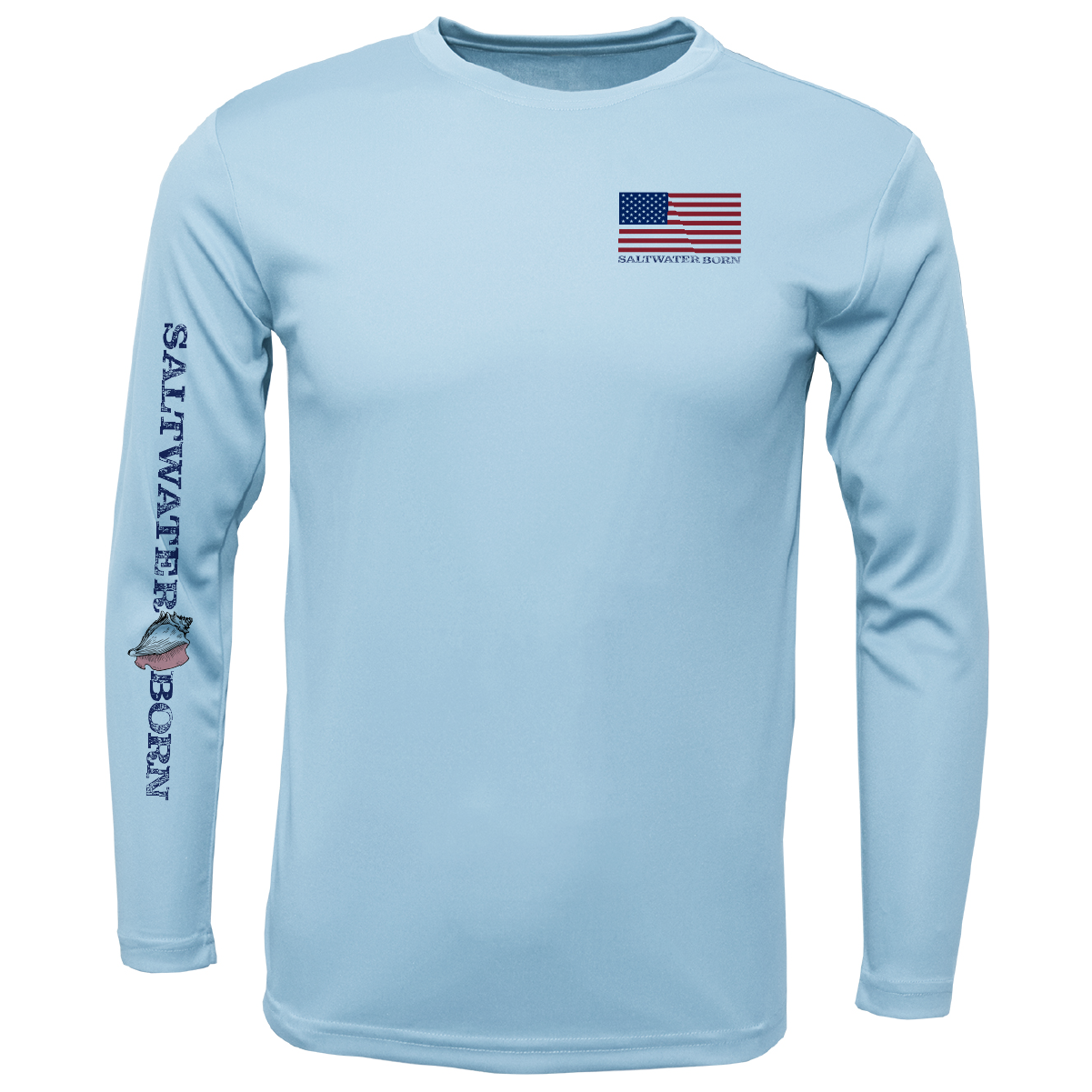 American Flag On Chest Long Sleeve UPF 50+ Dry-Fit Shirt