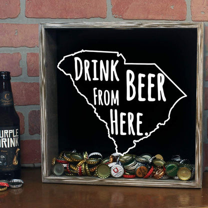South Carolina Drink Beer From Here Beer Cap Shadow Box