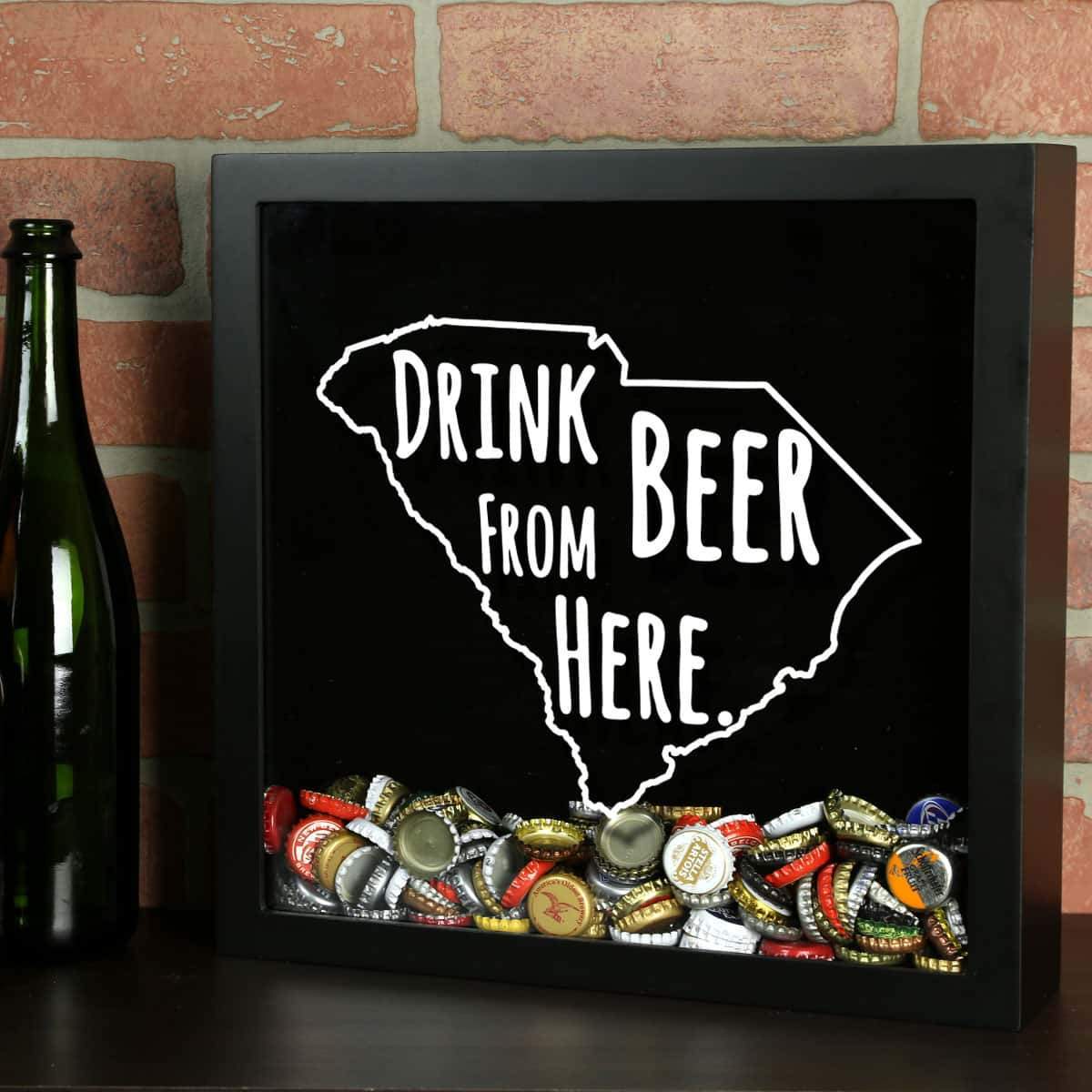 South Carolina Drink Beer From Here Beer Cap Shadow Box