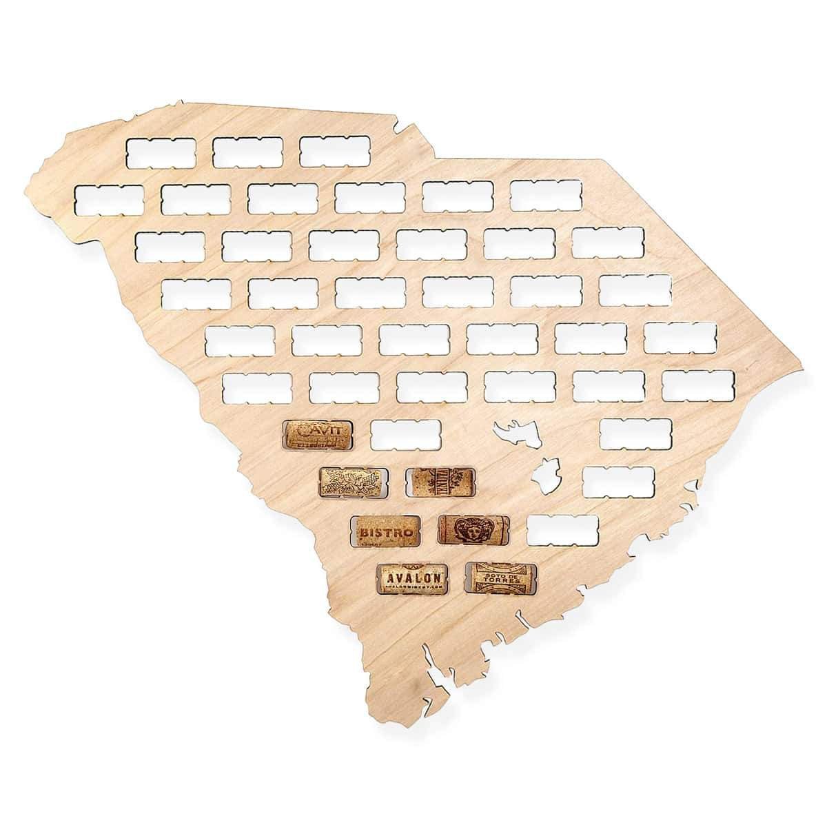 South Carolina Wine Cork Map