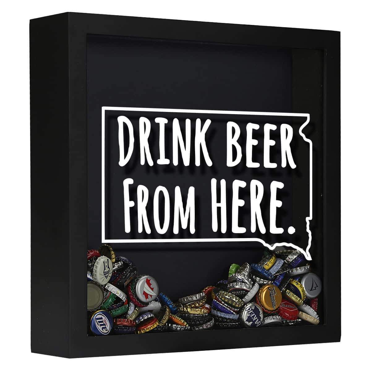South Dakota Drink Beer From Here Beer Cap Shadow Box