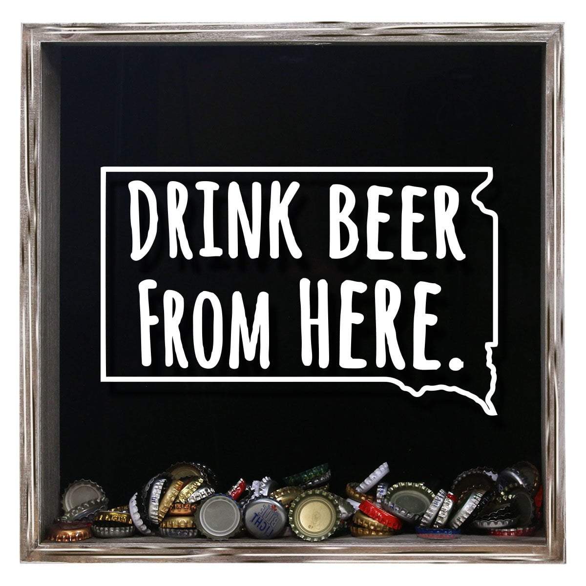 South Dakota Drink Beer From Here Beer Cap Shadow Box