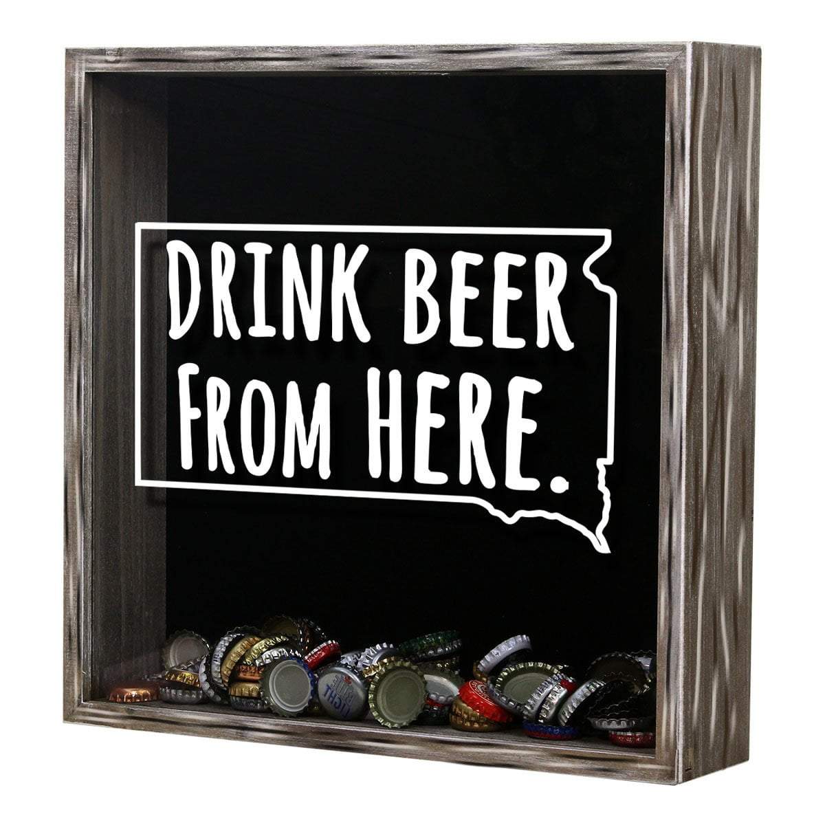 South Dakota Drink Beer From Here Beer Cap Shadow Box