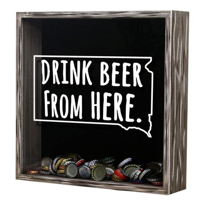 South Dakota Drink Beer From Here Beer Cap Shadow Box