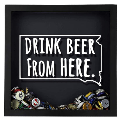 South Dakota Drink Beer From Here Beer Cap Shadow Box