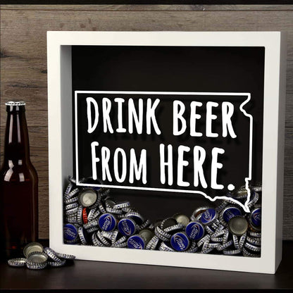 South Dakota Drink Beer From Here Beer Cap Shadow Box
