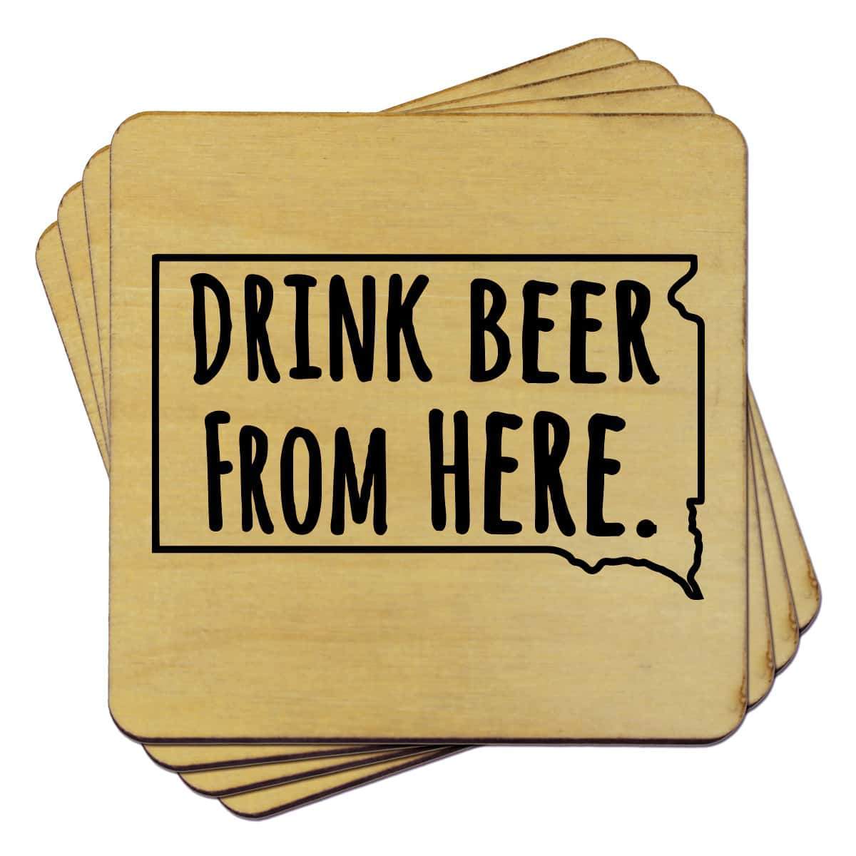 South Dakota Drink Beer From Here Coasters