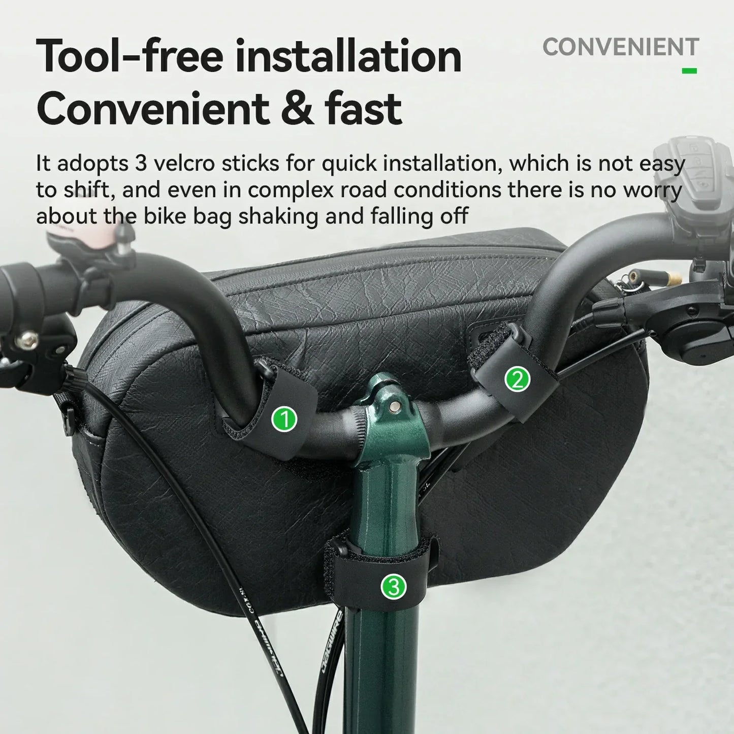 Sustainable Eco-Friendly Recycled Tire Bike Handlebar Bag 2.5L ROAD TO SKY