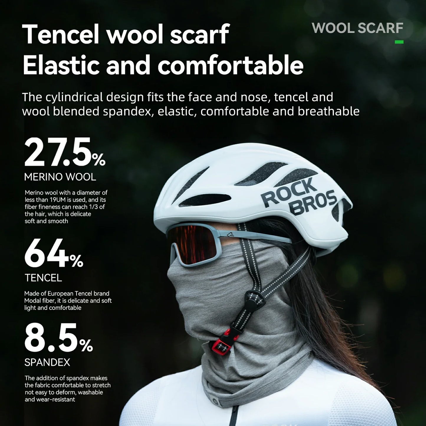 Merino Wool Thermal Neck Gaiter Face Mask for Men Women