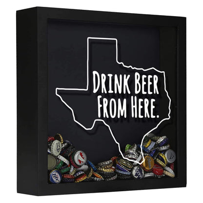 Texas Drink Beer From Here Beer Cap Shadow Box