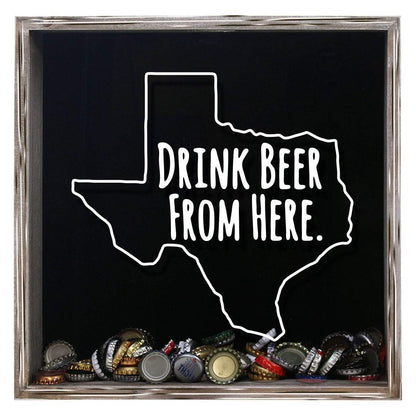 Texas Drink Beer From Here Beer Cap Shadow Box