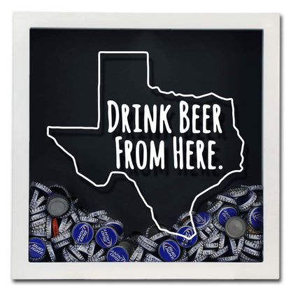 Texas Drink Beer From Here Beer Cap Shadow Box