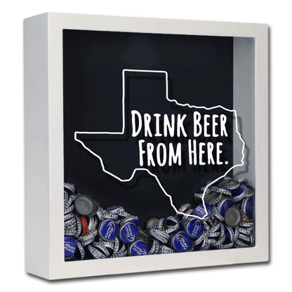 Texas Drink Beer From Here Beer Cap Shadow Box
