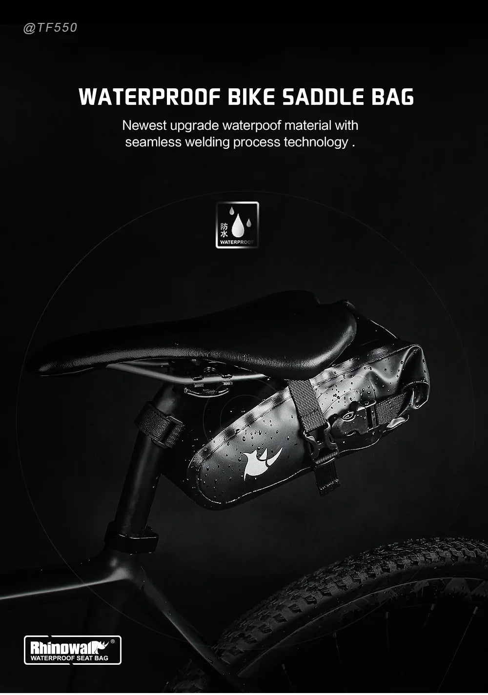 Rhinowalk Waterproof Bike Saddle Seat Bag 2.5L/4L-TF551-TF552