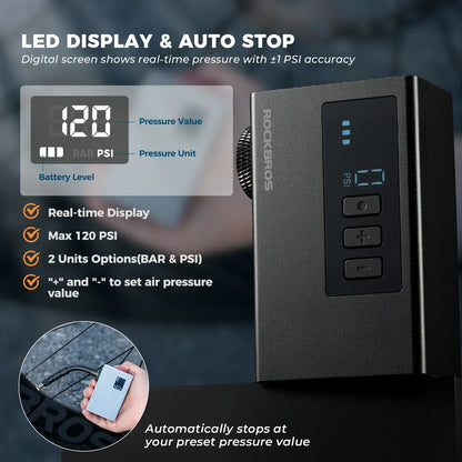 AS240 PRO Mini Electric Bike Pump with Gauge Max 120PSI