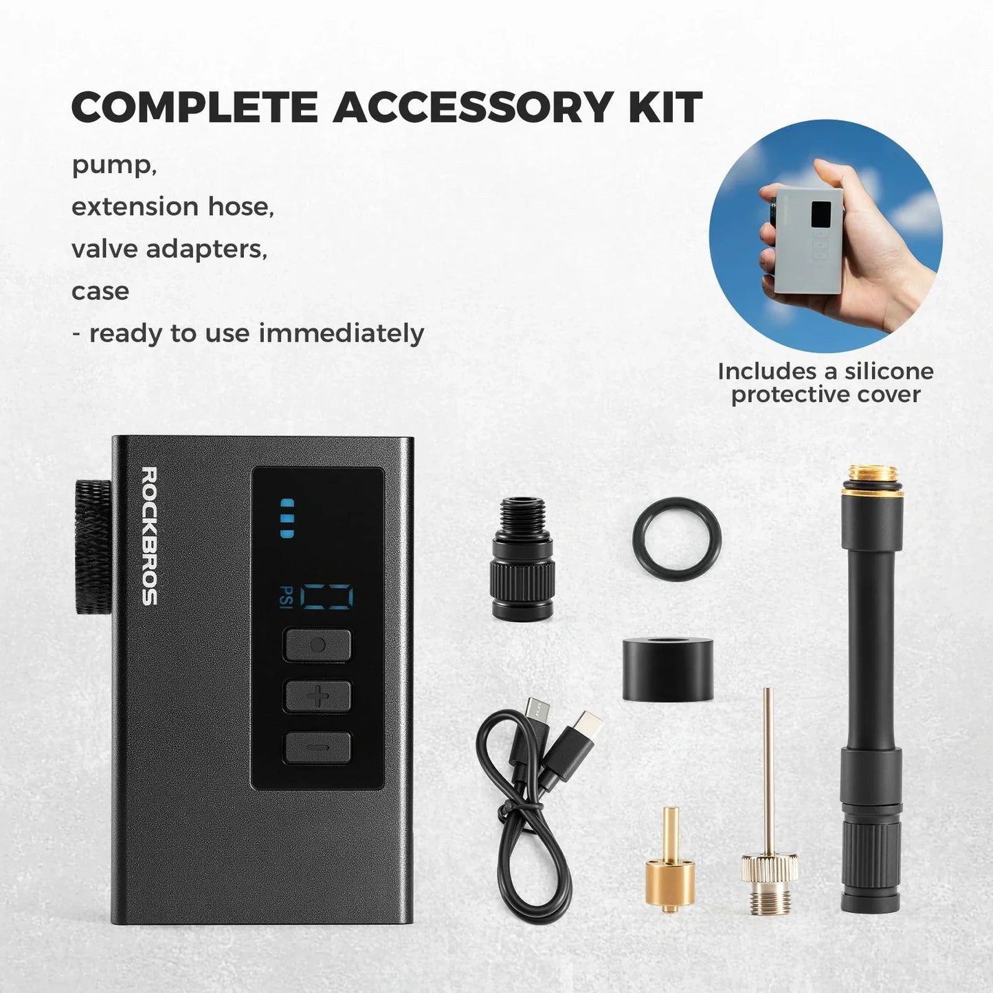 AS240 PRO Mini Electric Bike Pump with Gauge Max 120PSI