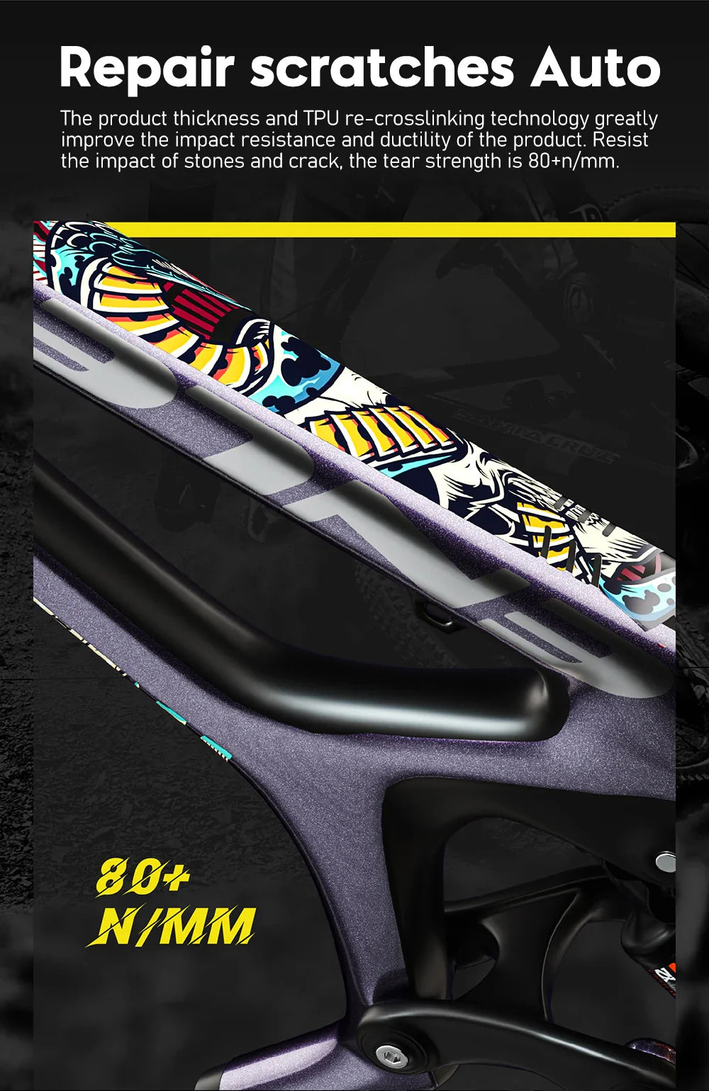 ENLEE TPU Bicycle Frame Protector Anti-Scratch Bicycle Protection Film Bike Protector Thick Sticker Strong Upgraded Material