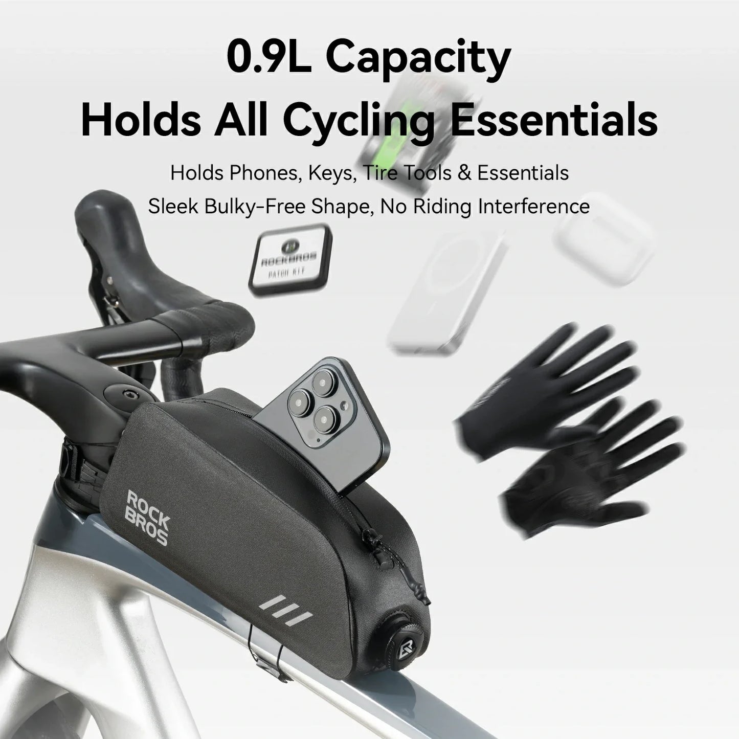 100% Waterproof Bike Frame Bag 0.9L