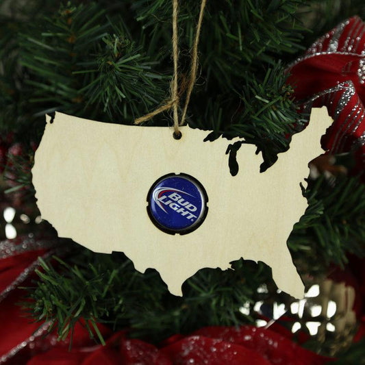 USA Beer Cap Map Ornaments