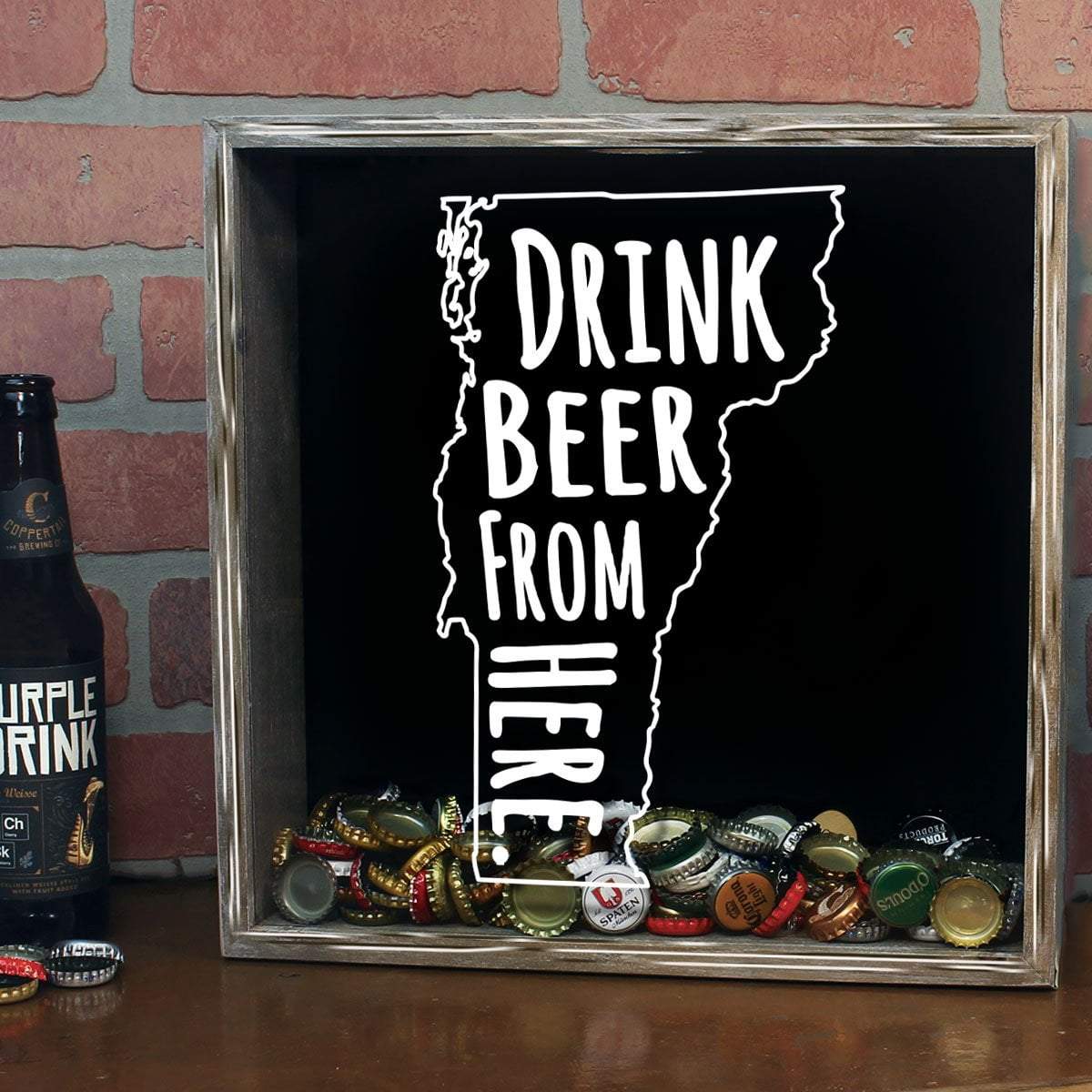 Vermont Drink Beer From Here Beer Cap Shadow Box