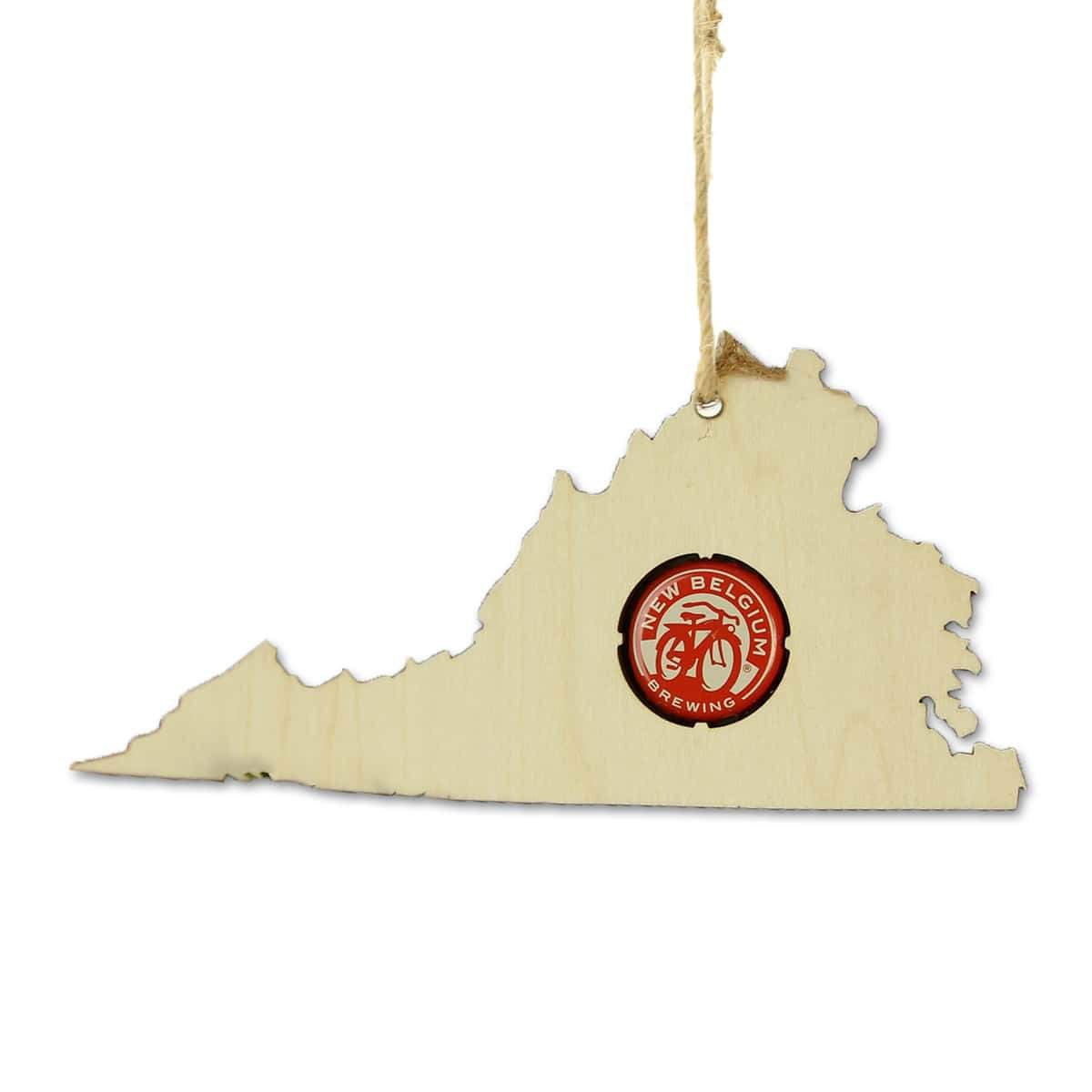 Virginia Beer Cap Map Ornaments