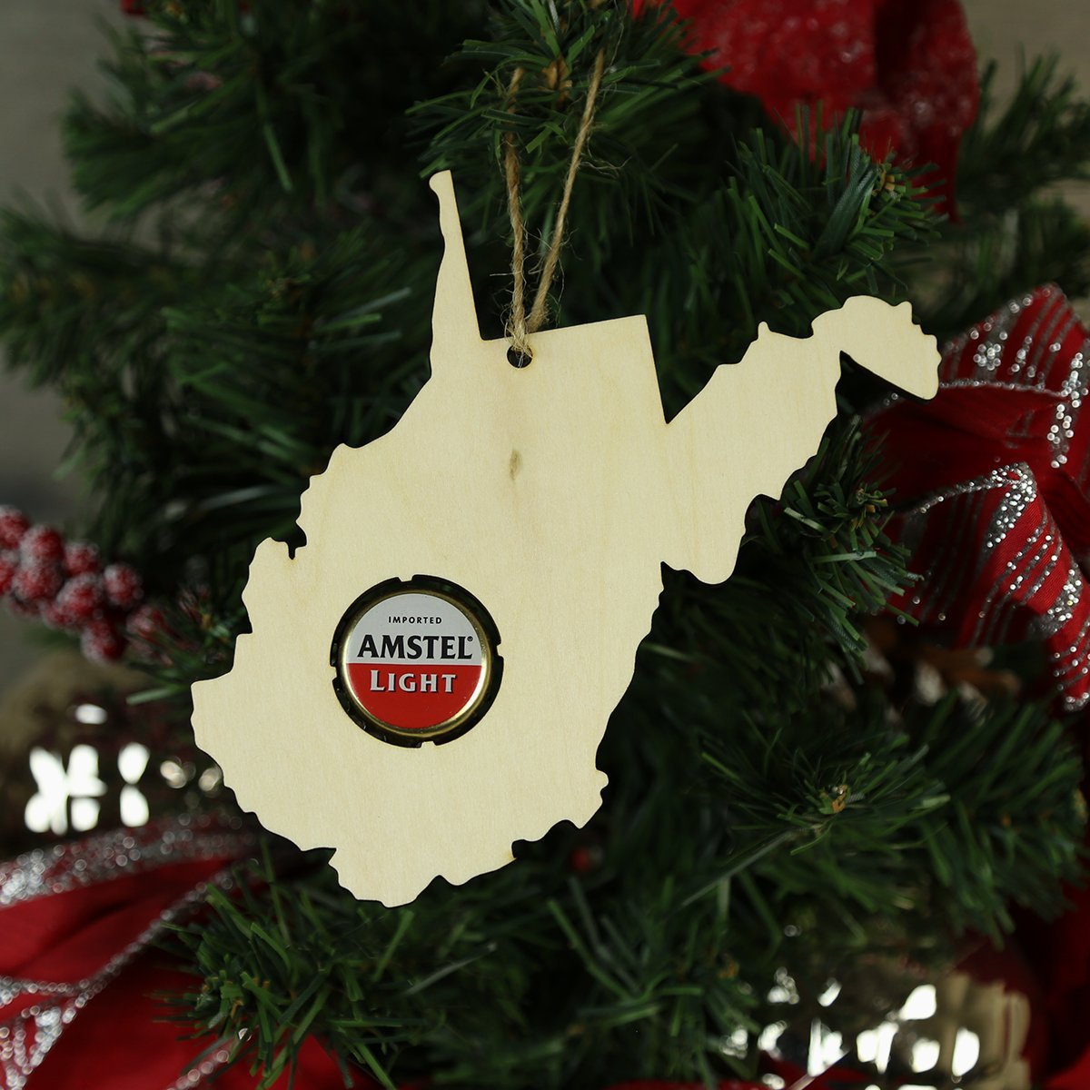 West Virginia Beer Cap Map Ornaments