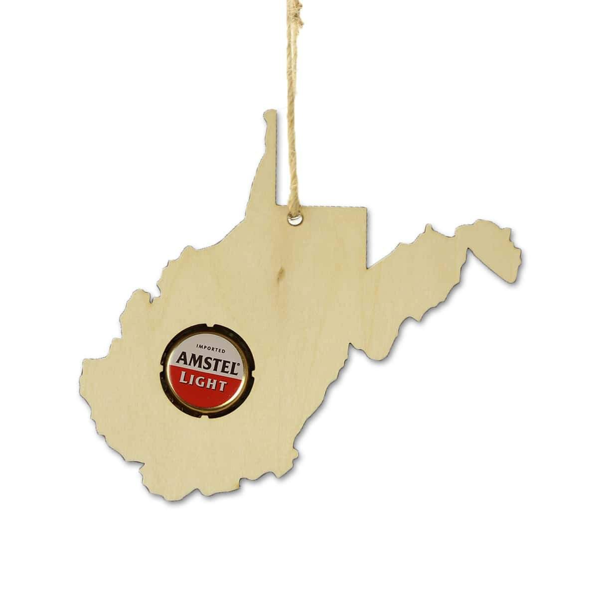 West Virginia Beer Cap Map Ornaments