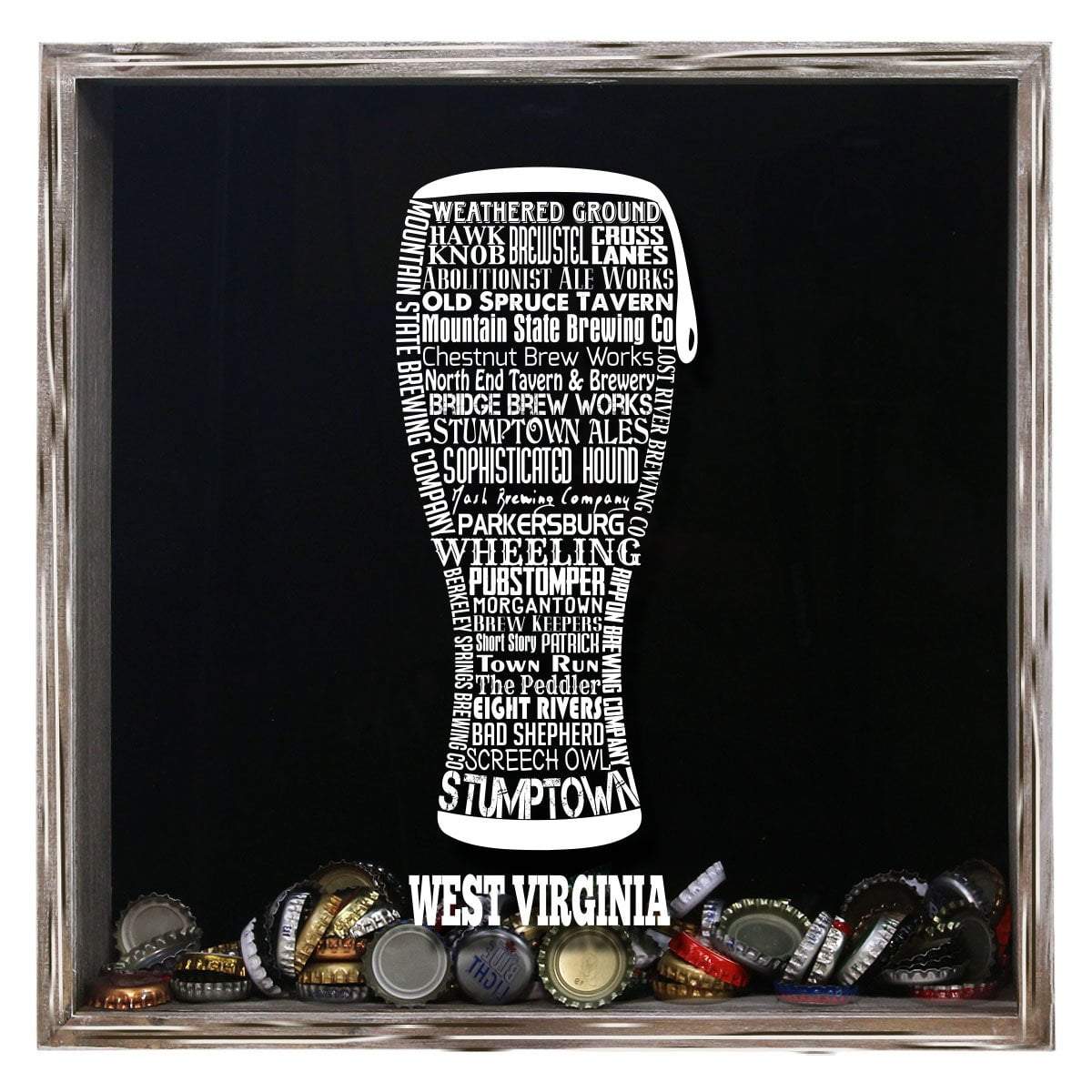 West Virginia Beer Typography Shadow Box