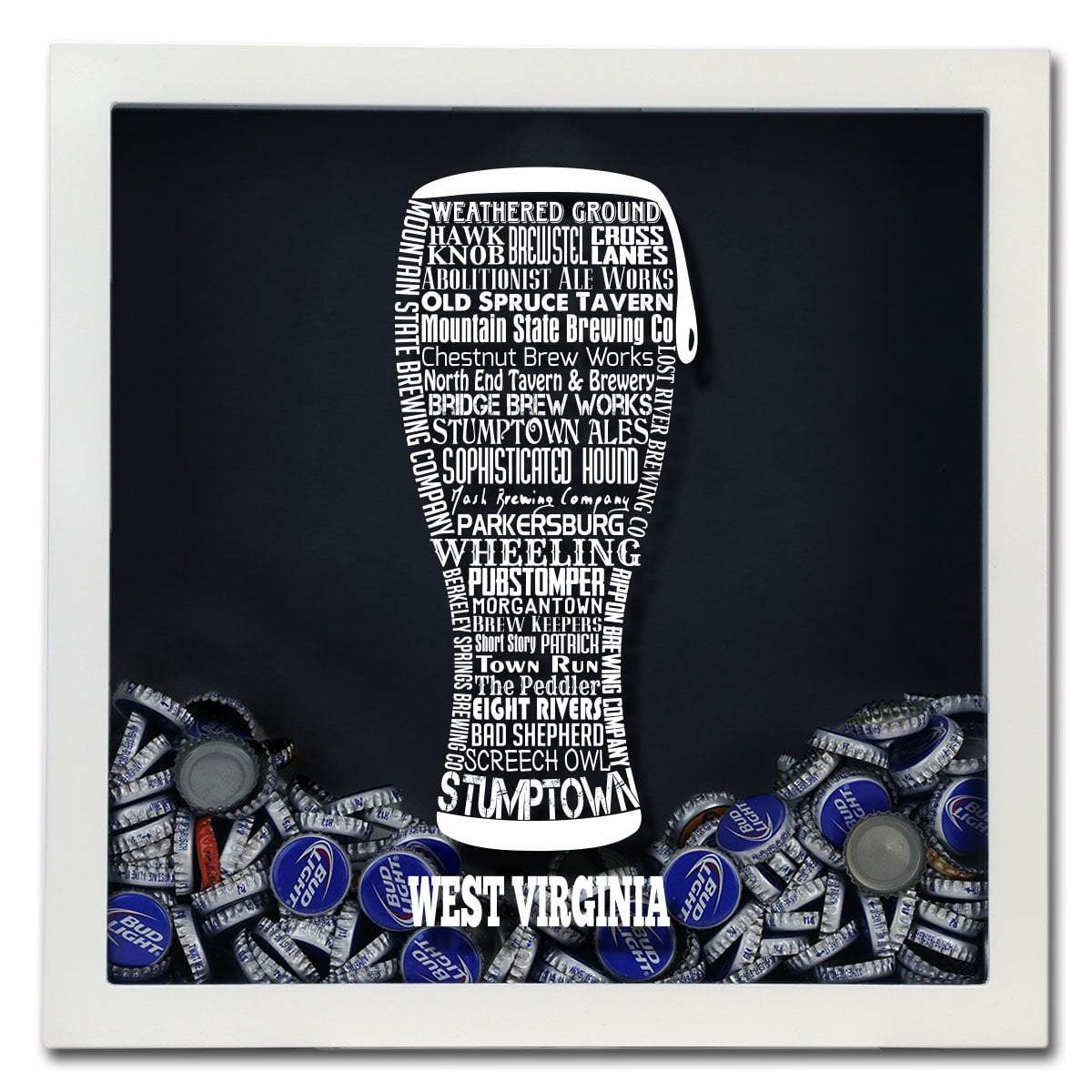 West Virginia Beer Typography Shadow Box