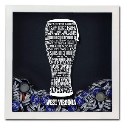 West Virginia Beer Typography Shadow Box
