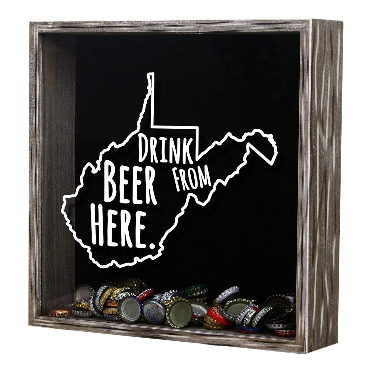 West Virginia Drink Beer From Here Beer Cap Shadow Box