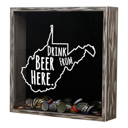 West Virginia Drink Beer From Here Beer Cap Shadow Box