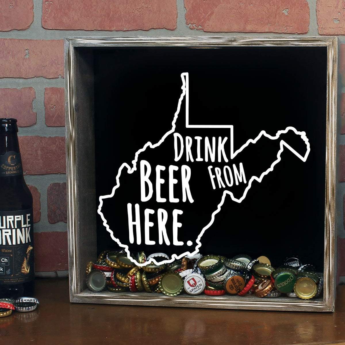 West Virginia Drink Beer From Here Beer Cap Shadow Box
